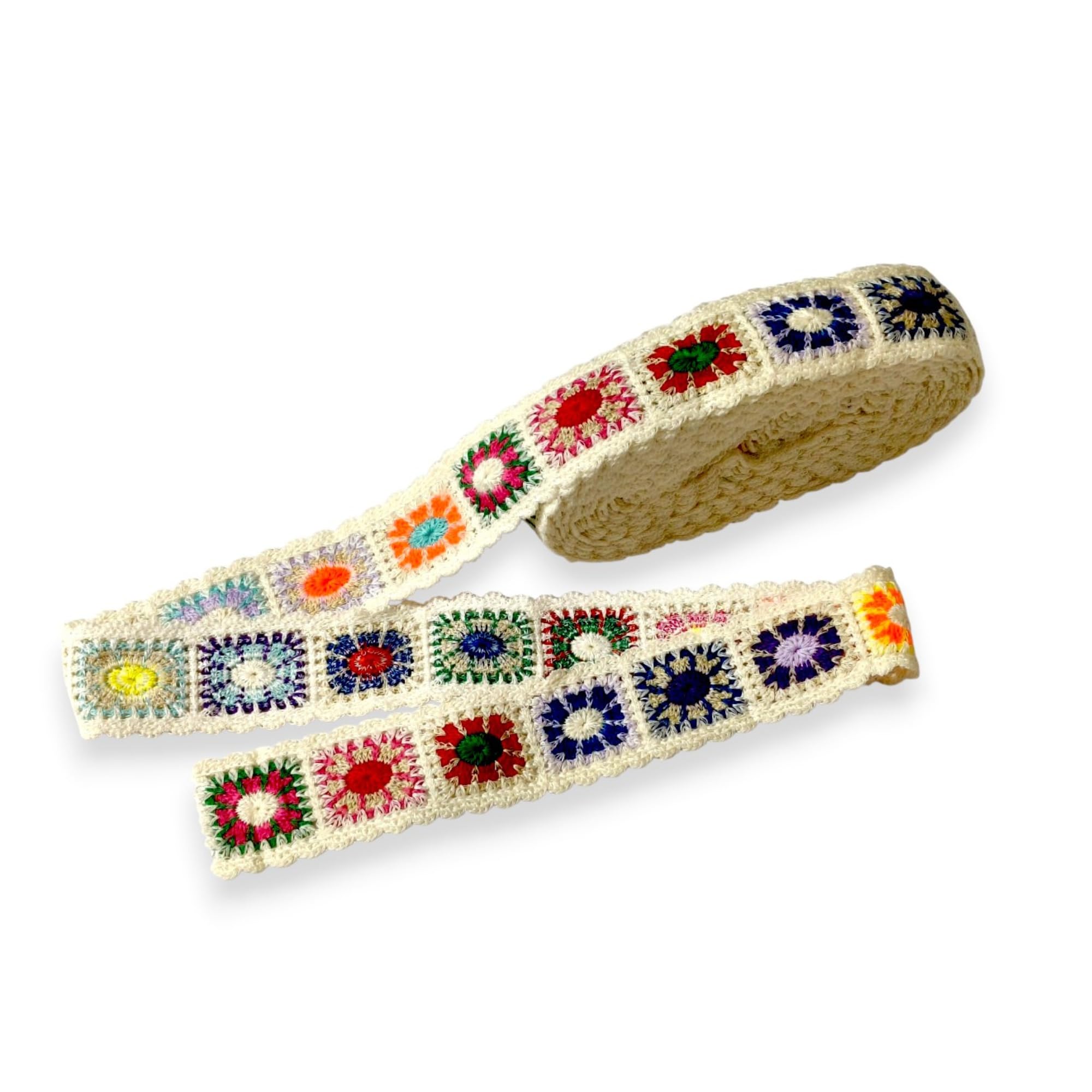 Gleemify Crochet Lace Border Trim 2 Meter – Multicolor Cotton